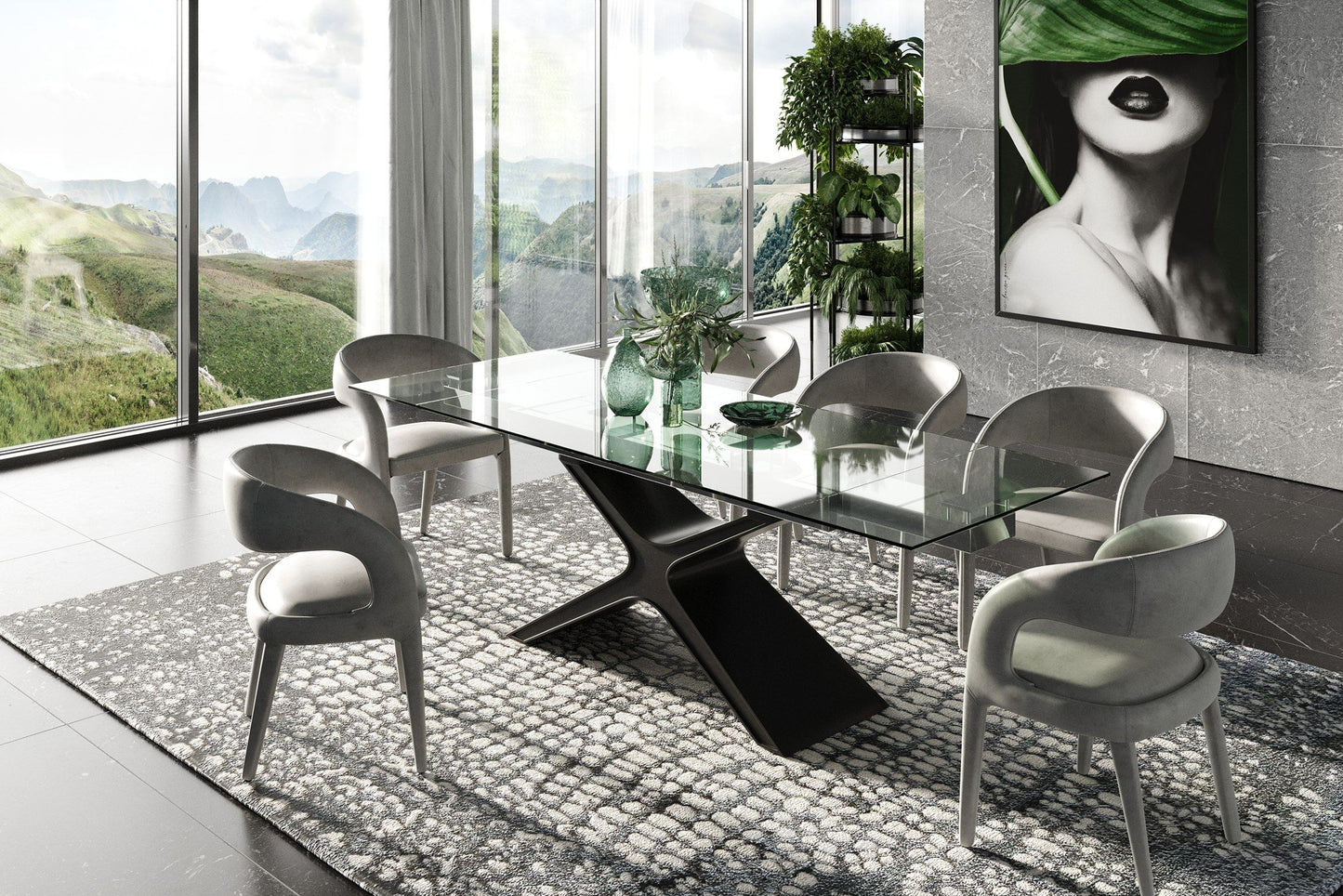 Modrest Adler Extendable Dining Table – Modern Black Glass Design (63”/94.5” Length)