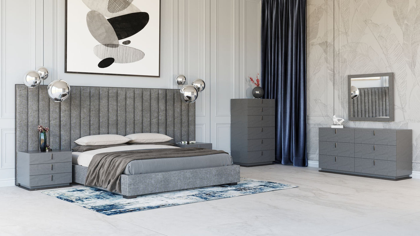 Modrest Buckley Modern Grey and Black Stainless Steel Bed β A Striking Fusion of Contemporary Design and Durable Elegance