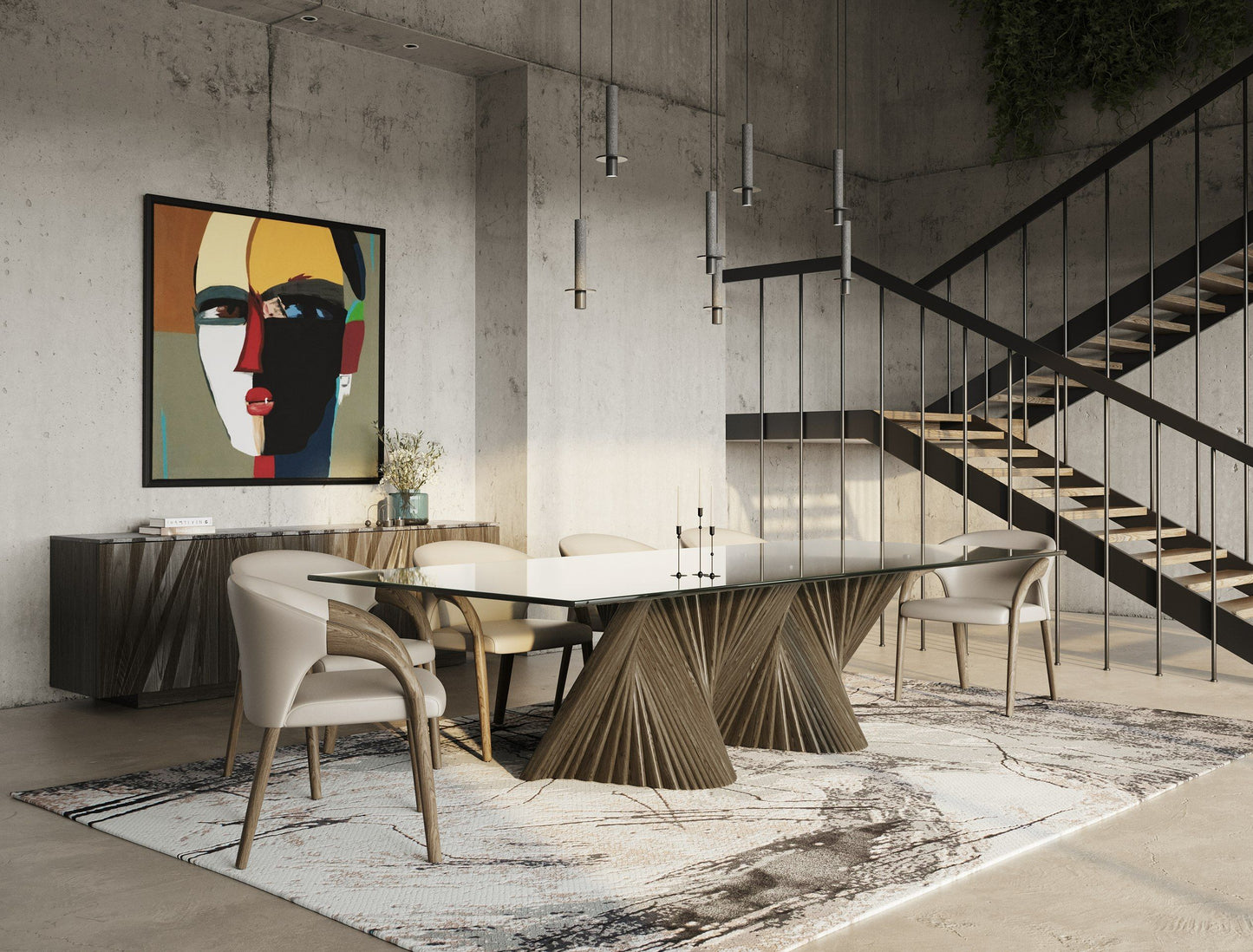 Byer Modern Glass and Grey Ash Dining Table