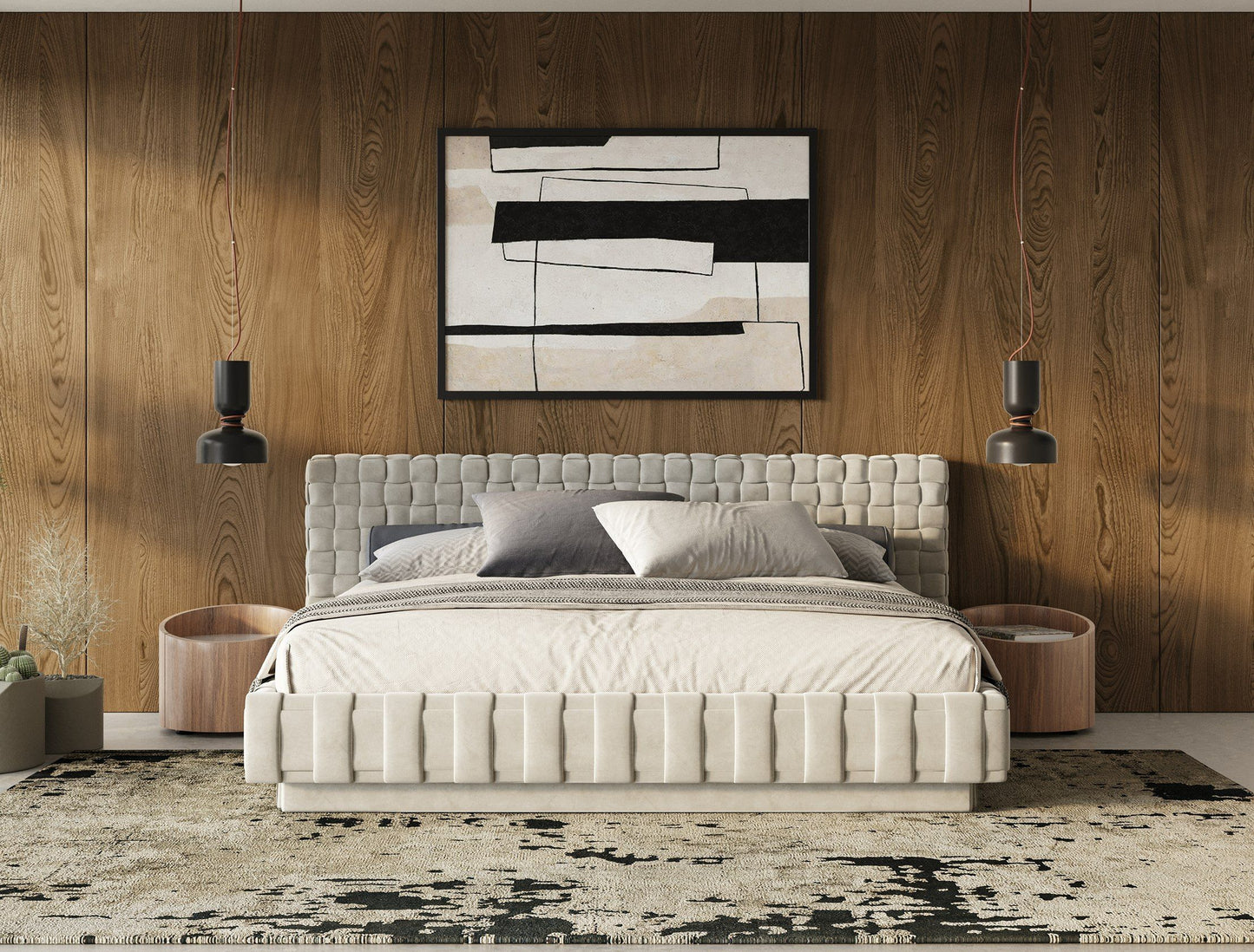 Modrest Concord Modern Light Grey Velvet Bed - Elegant and Luxurious Bedroom Centerpiece