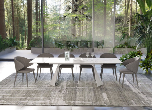 Modrest Encanto Dining Table β Sleek Modern White Ceramic Design for Contemporary Dining