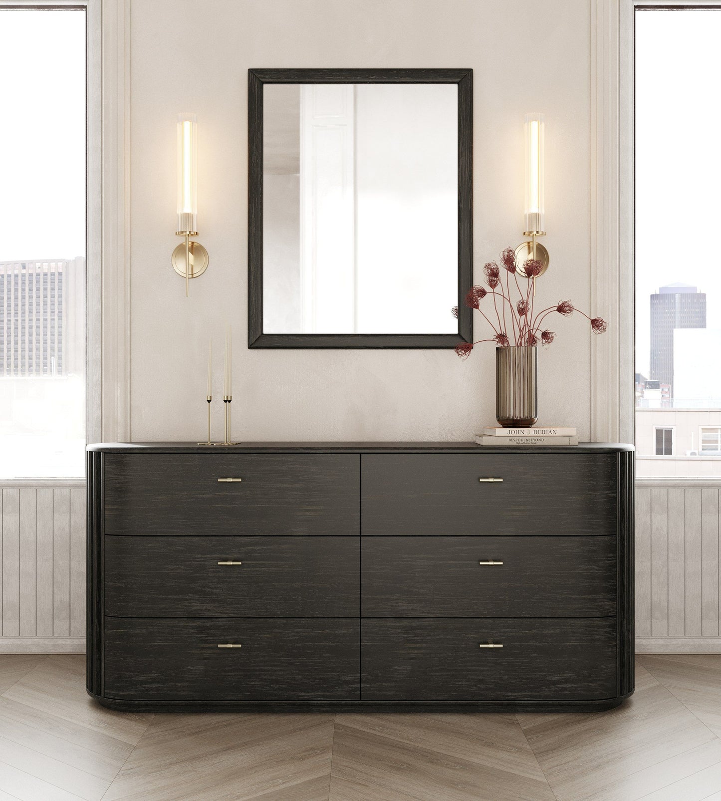 Modrest Fields Modern Black Acacia Bedroom Set – Contemporary Wood Furniture Collection