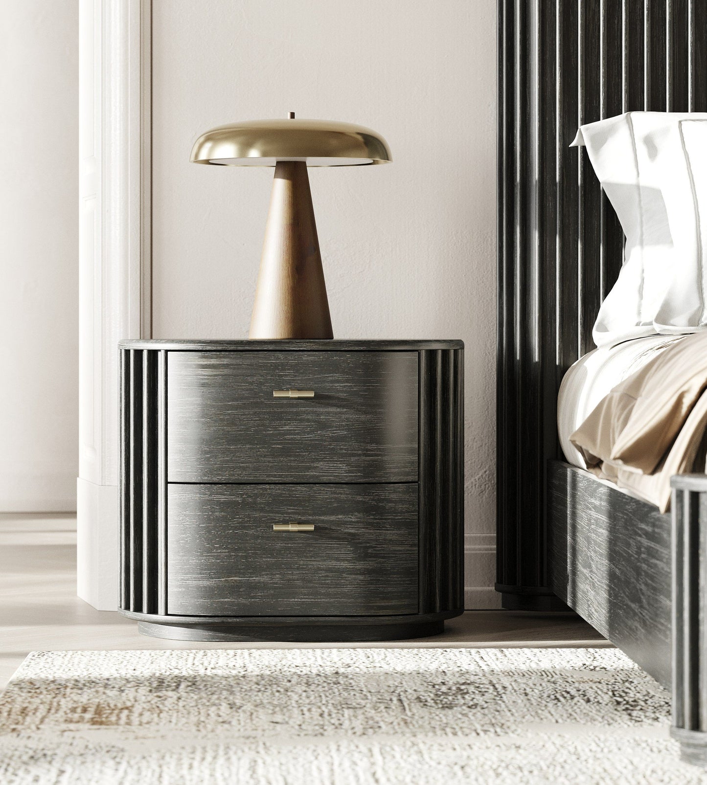 Modrest Fields Modern Black Acacia Bedroom Set – Contemporary Wood Furniture Collection
