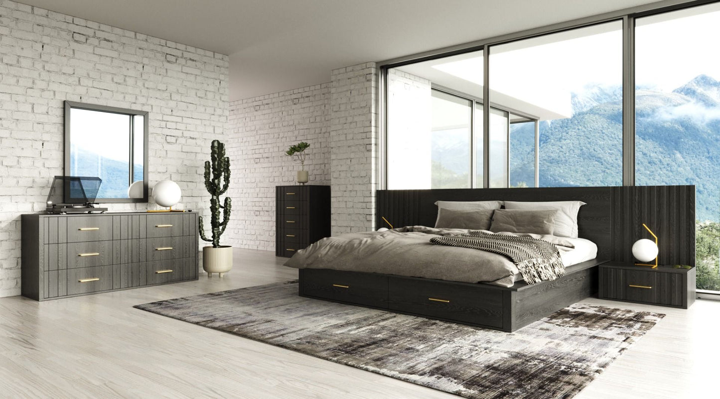 Modrest Manchester Contemporary Dark Grey Platform Bed with Drawers β Stylish Storage Solution