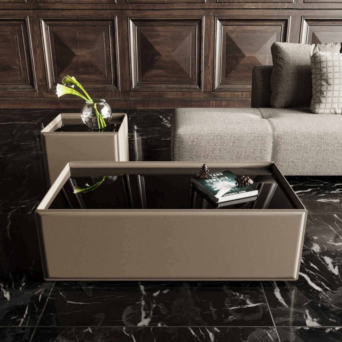 Modrest Vargas Modern Beige Leatherette Coffee Table