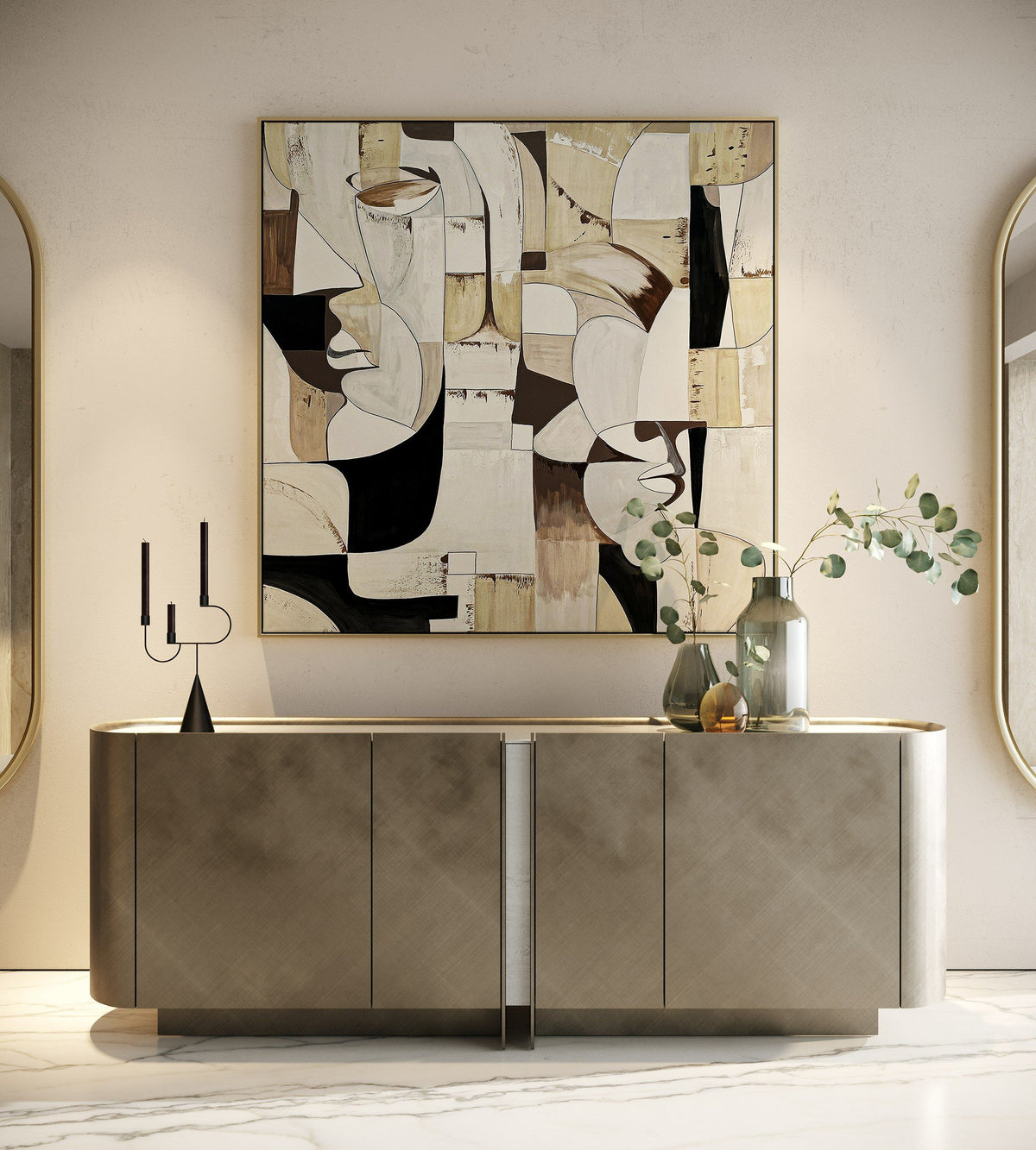 Moorgate Bronze Sideboard with Faux Travertine Ceramic Top