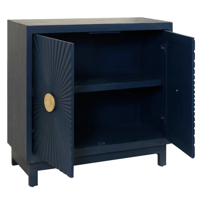 Dark Navy 2-Door Console Cabinet β Radial Wood Figure Accent Table