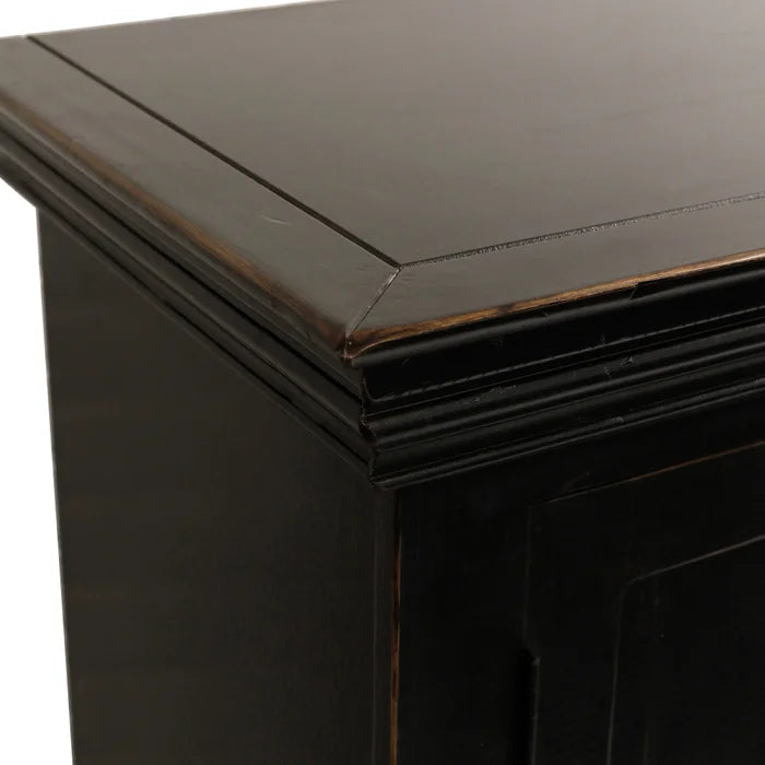 Ebony Sideboard with 4 Doors, Weathered Edge Solid Pine Wood Body, and MDF Back for Rustic Storage and Style
