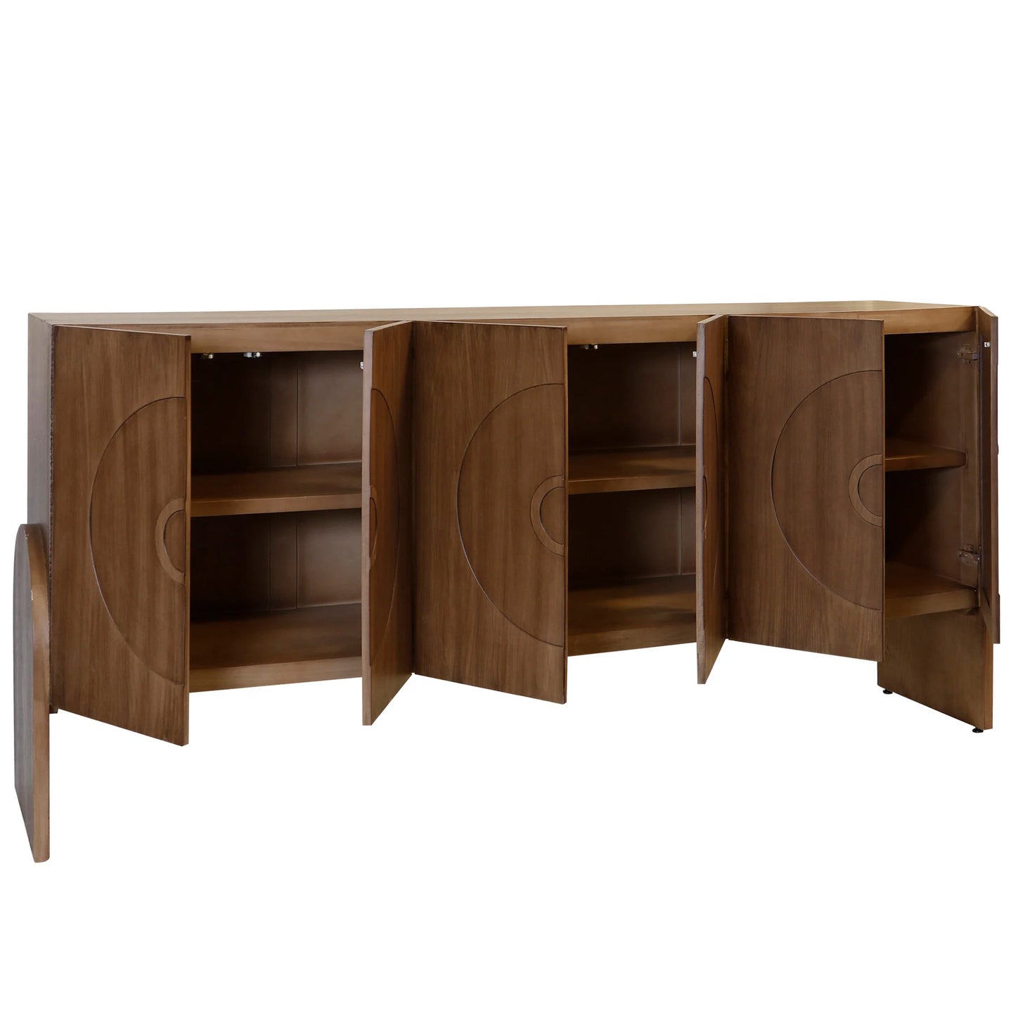 Cherry Solid Wood 6 Door Mid Century Bullseye Console Stylish and Functional Storage Solution