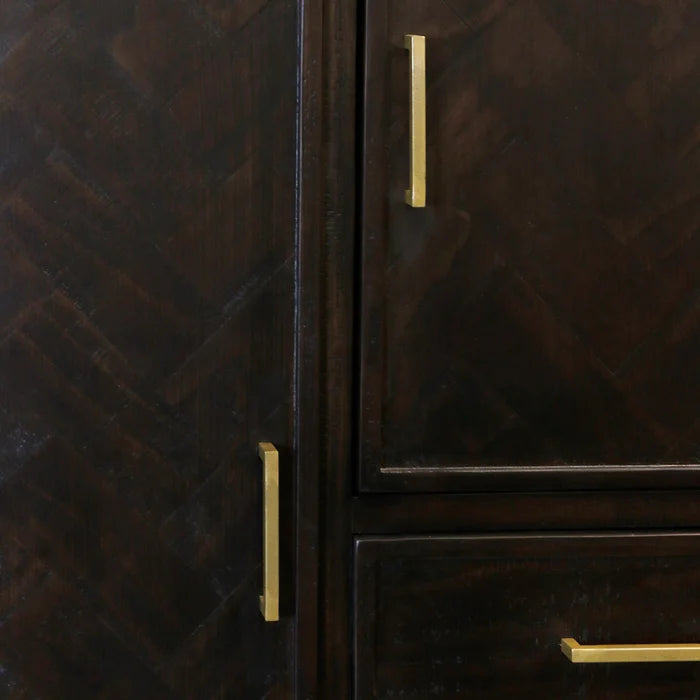 Burnt Umber Solid Wood 2-Door 3-Drawer Wardrobe Cabinet for Stylish and Spacious Storage
