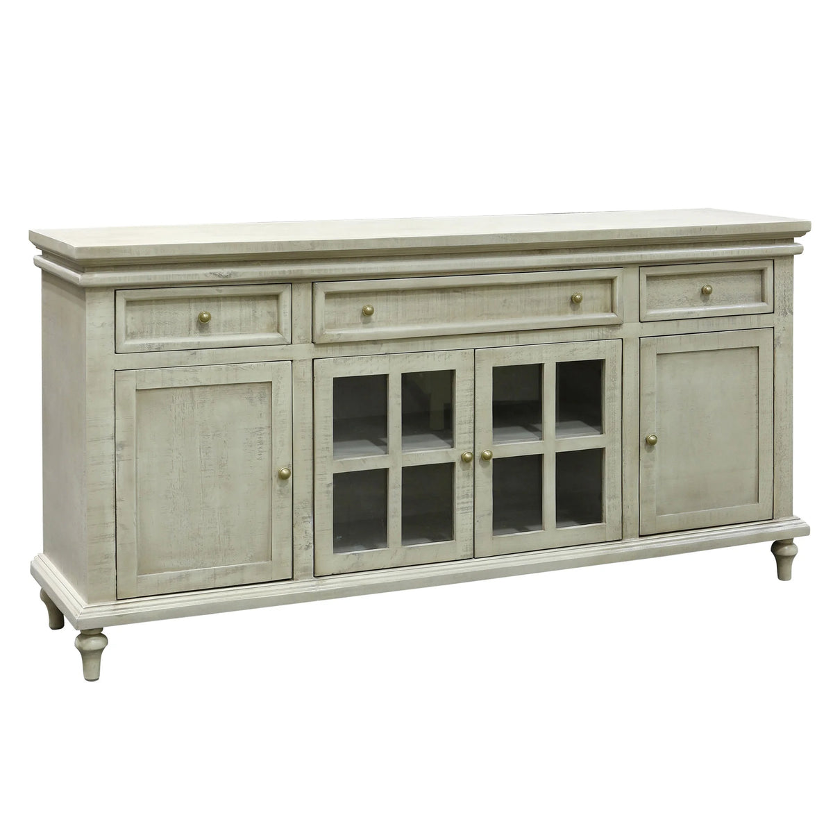 Cream Meridian 4 Doors with 3 Drawers Cabinet Lined In Felt