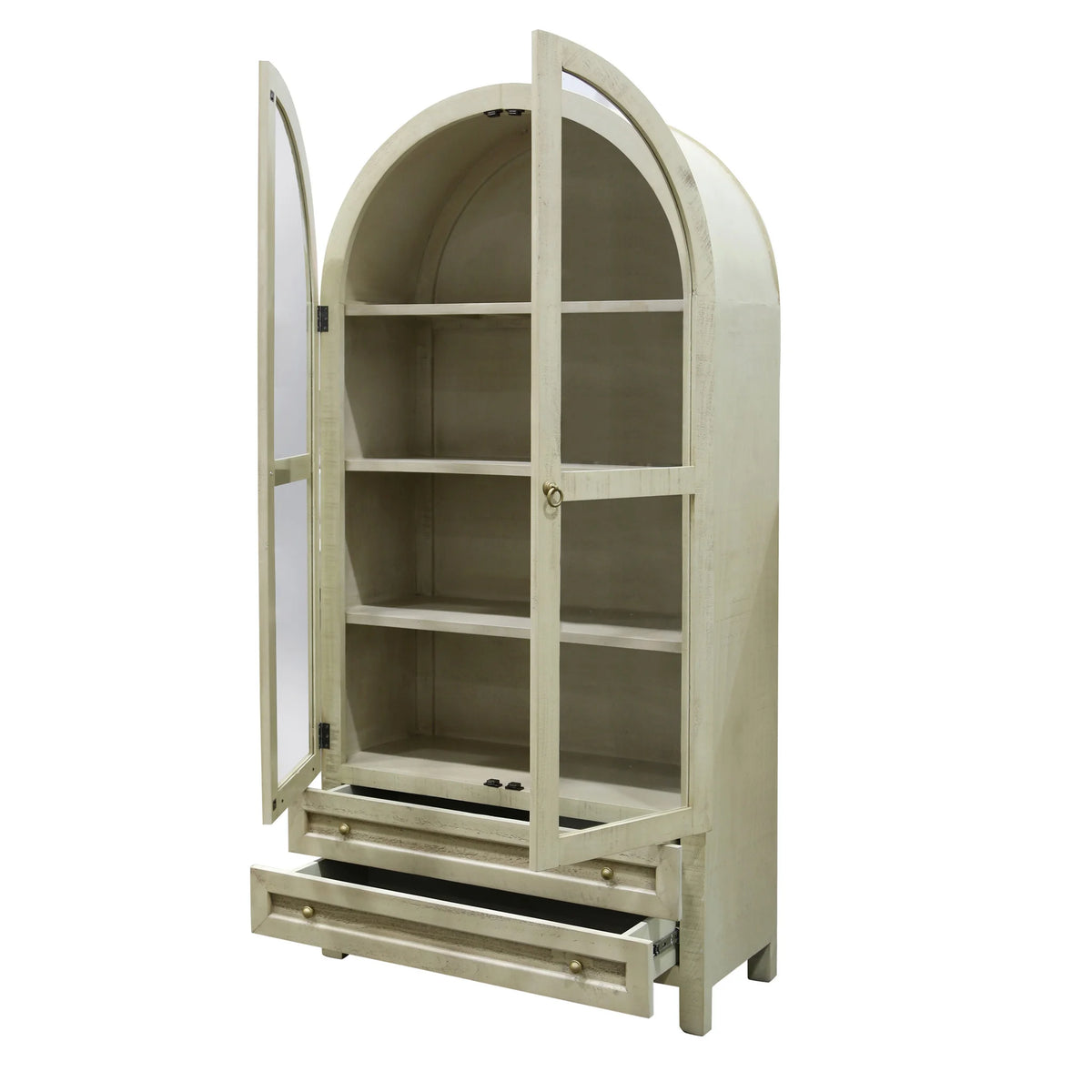 Cream Meridian Showcase 2 Door With 2 Drawers Lined in Felt