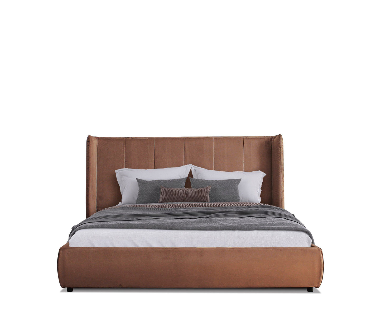 Modrest Emilia Modern Burnt Orange Velvet Bed for Luxurious and Stylish Bedroom Interiors