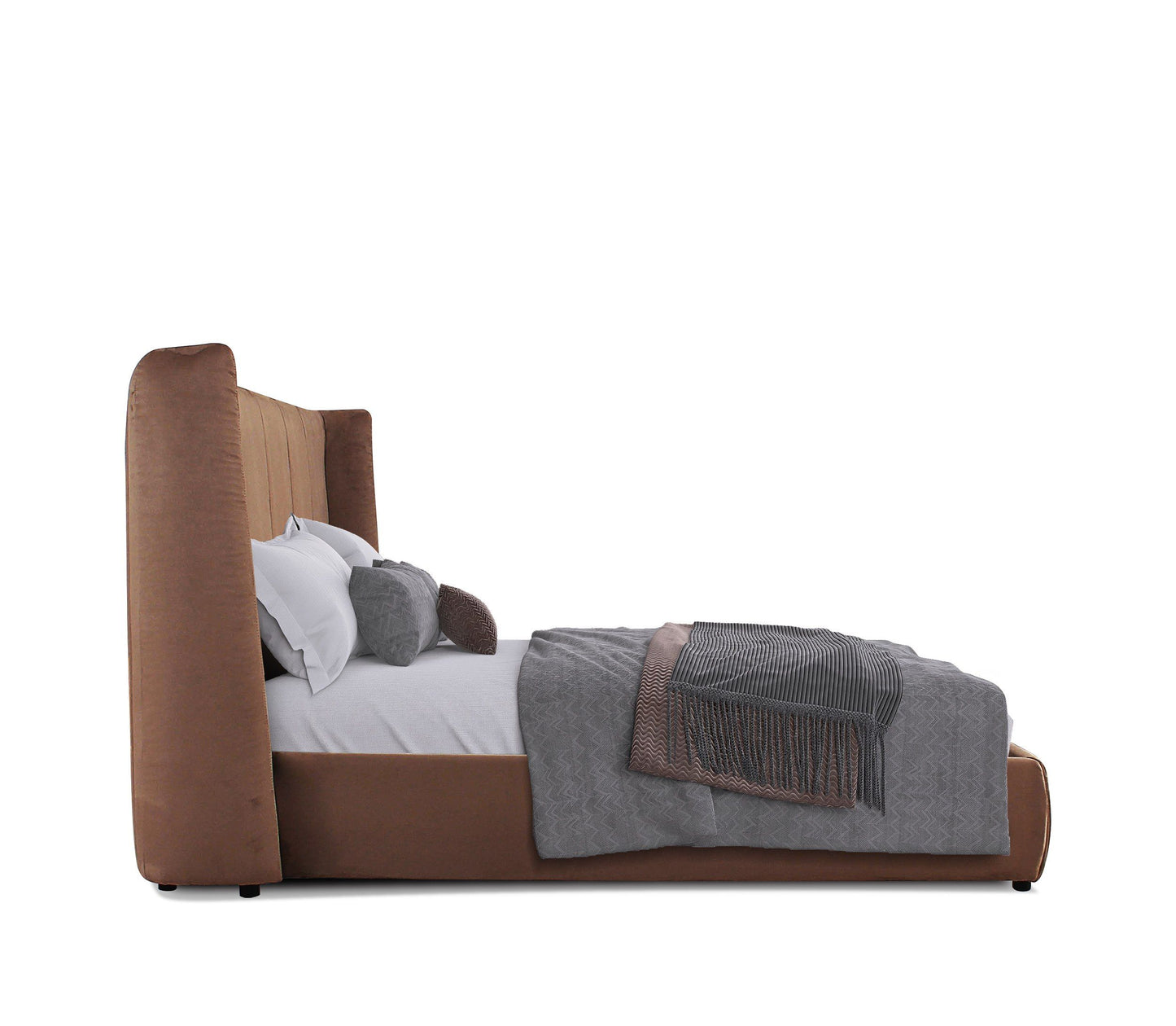 Modrest Emilia Modern Burnt Orange Velvet Bed for Luxurious and Stylish Bedroom Interiors