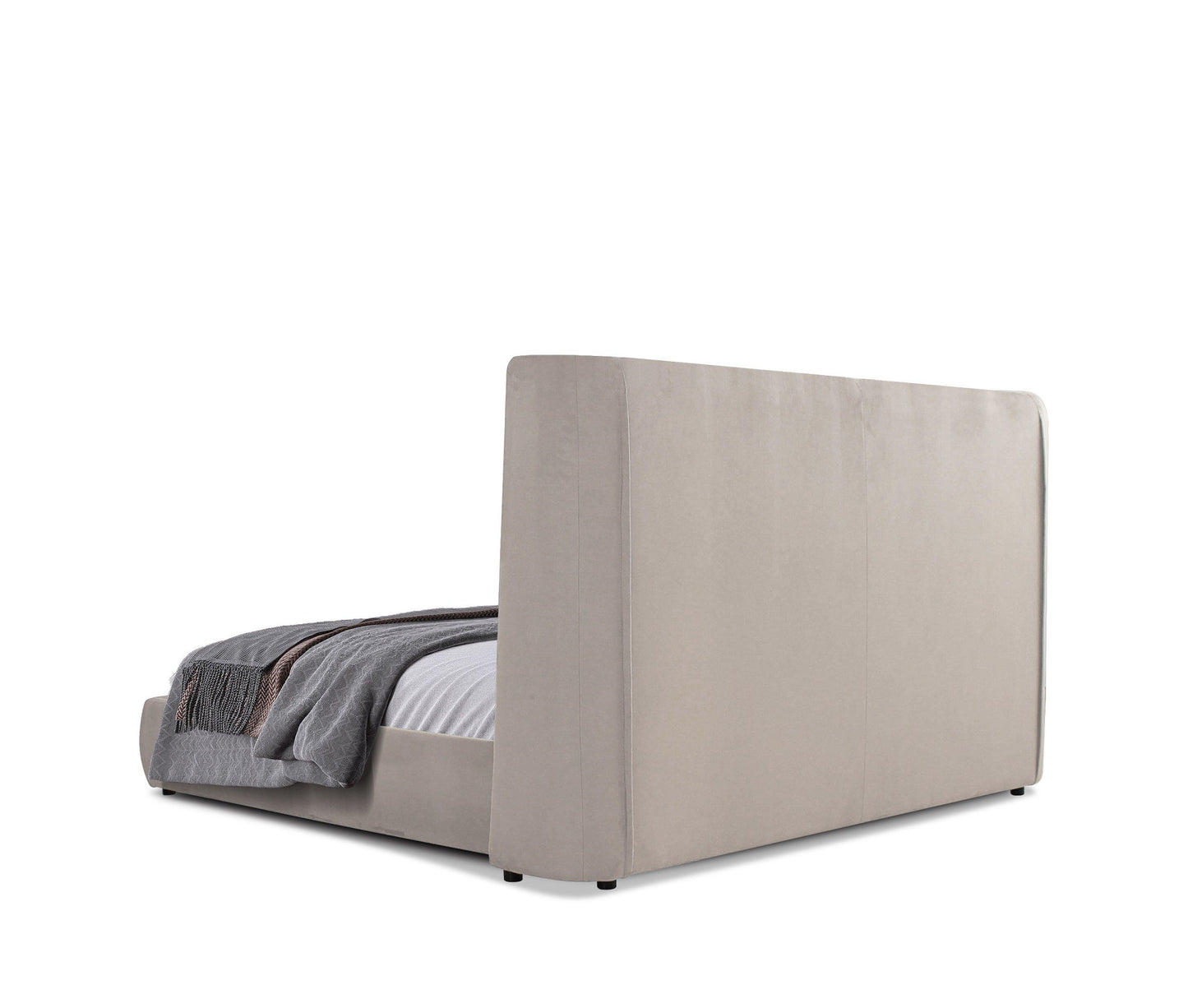 Modrest Emilia Modern Beige Velvet Bed for Elegant and Cozy Bedroom Interiors