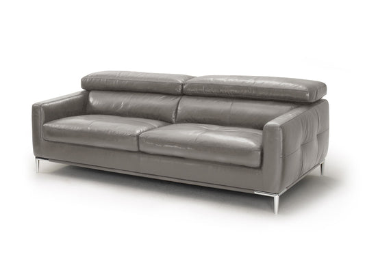 Divani Casa Natalia Modern Dark Grey Leather Sofa - Sleek & Sophisticated Living Room Seating