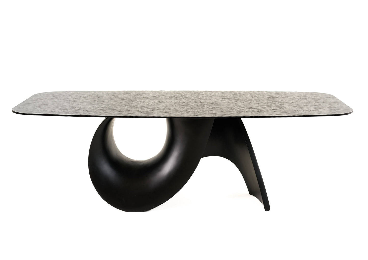 Modrest Neptune Modern Grey Wave Glass + Black Dining Table - Sleek and Stylish Dining Solution for a Contemporary Dining Room
