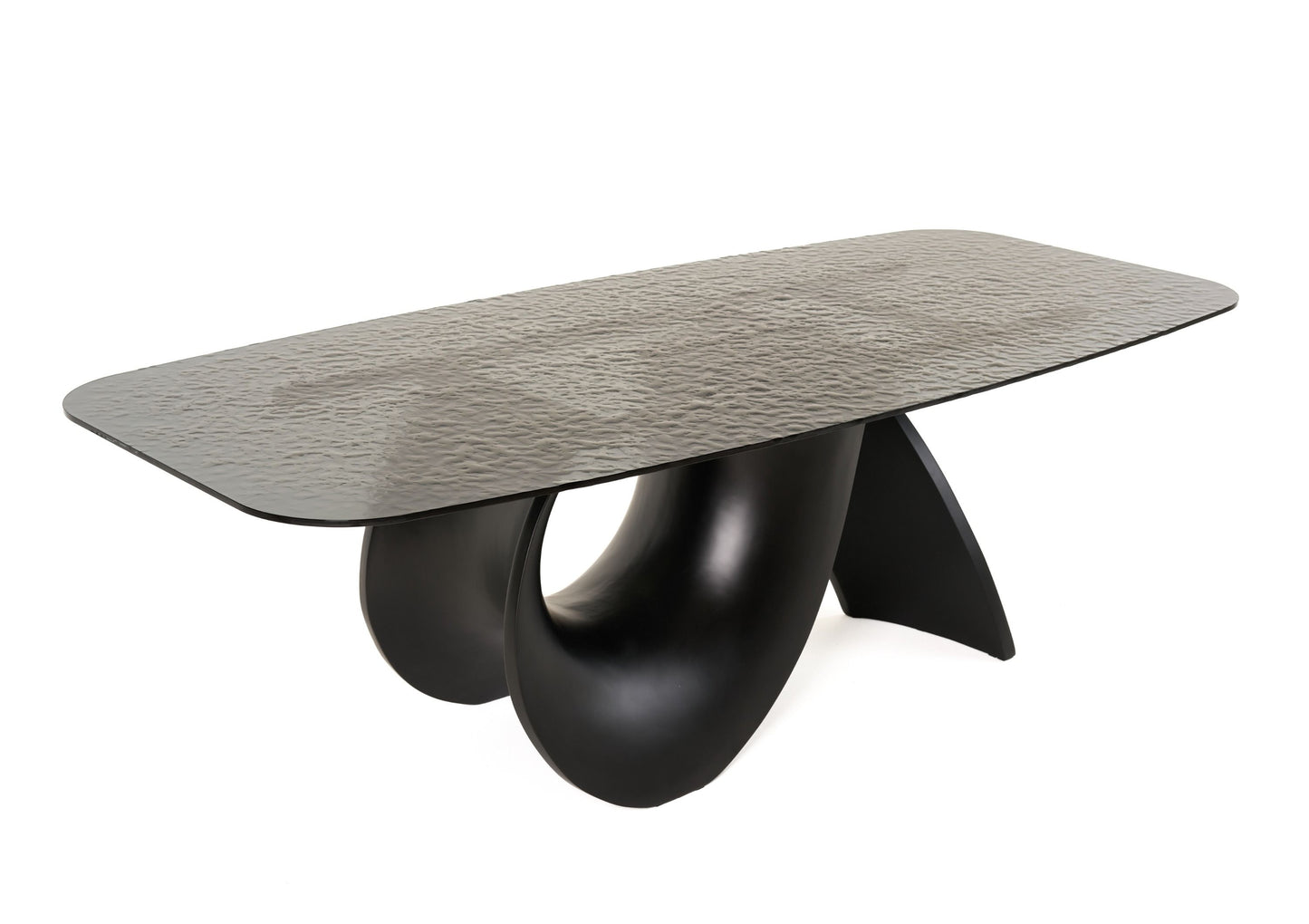 Modrest Neptune Modern Grey Wave Glass + Black Dining Table - Sleek and Stylish Dining Solution for a Contemporary Dining Room