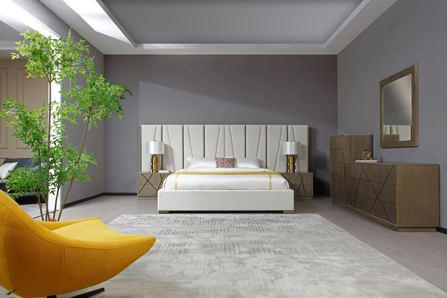 Modrest Nixa - Modern Wide Birch + Brushed Bronze Dresser