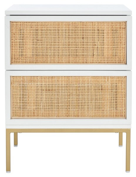 Zadie 2-Drawer Rattan Nightstand – Boho Bedside Table with Natural Texture