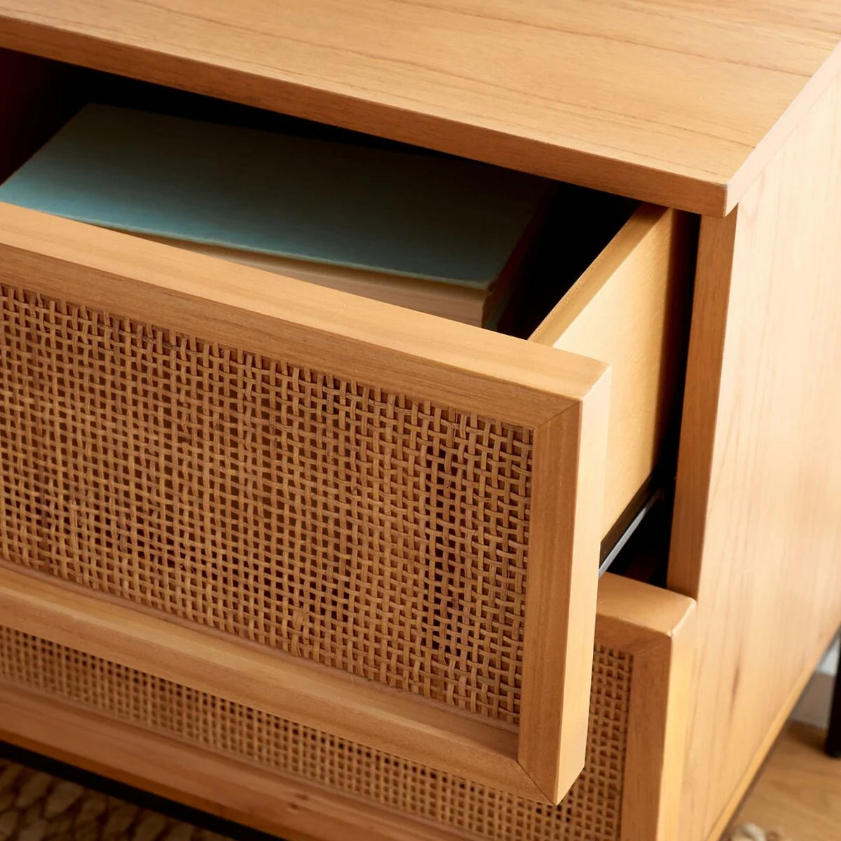 Zadie 2-Drawer Rattan Nightstand - Stylish and Functional Boho-Inspired Bedroom Accent