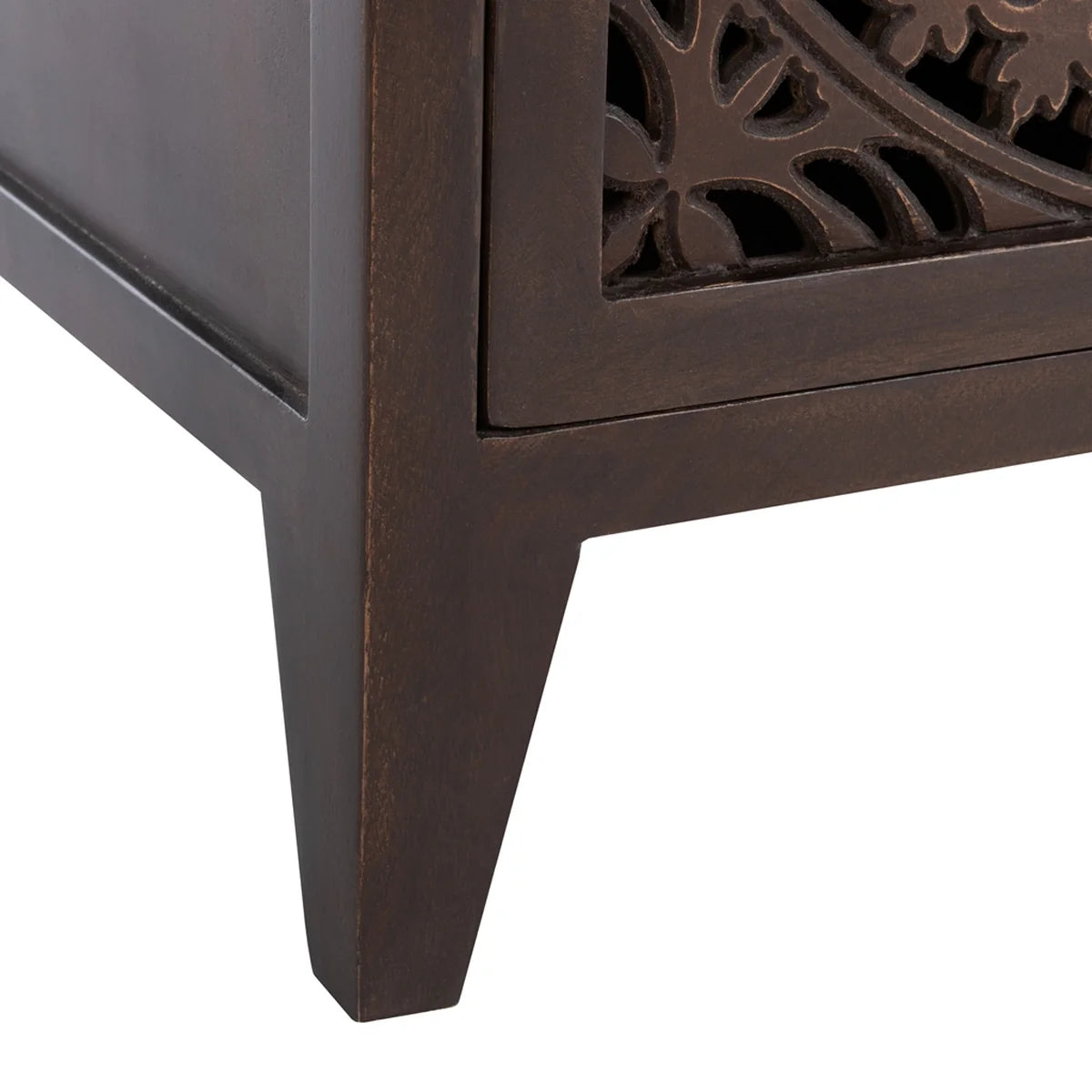 Thea 1-Door Carved Nightstand - Elegant and Functional Storage with Intricate Carved Details for Your Bedroom