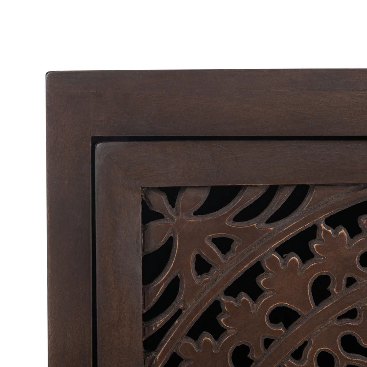 Thea 1-Door Carved Nightstand - Elegant and Functional Storage with Intricate Carved Details for Your Bedroom