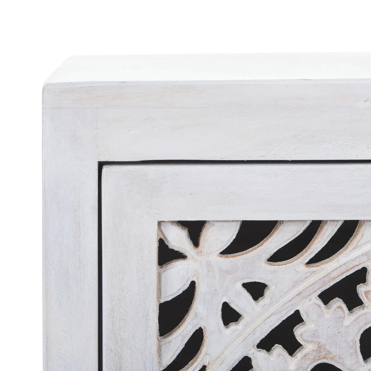 Thea 1-Door Carved Nightstand - Elegant and Functional Storage with Intricate Carved Details for Your Bedroom