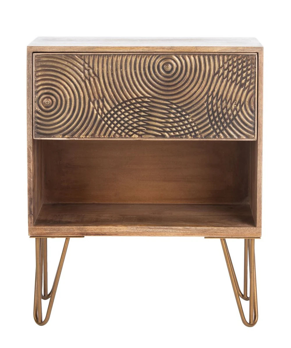 Solene 1 Drawer Textured Nightstand - Elegant and Functional Bedroom Storage Piece