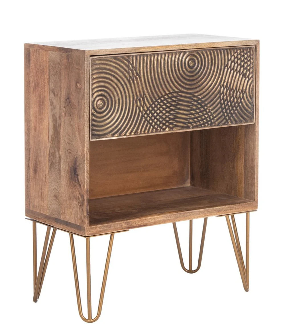 Solene 1 Drawer Textured Nightstand - Elegant and Functional Bedroom Storage Piece