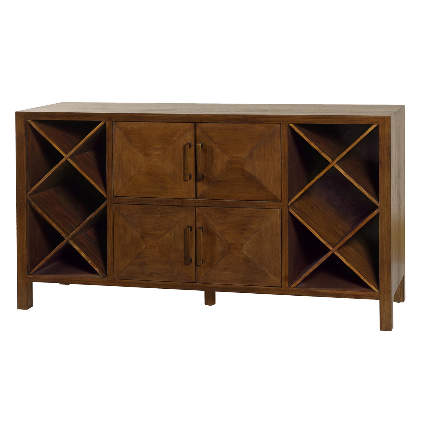 Norman Wyatt Home Nyack Four Door Buffet with Twin Wine Bottle Storage Bins Stylish and Functional Dining Storage Solution
