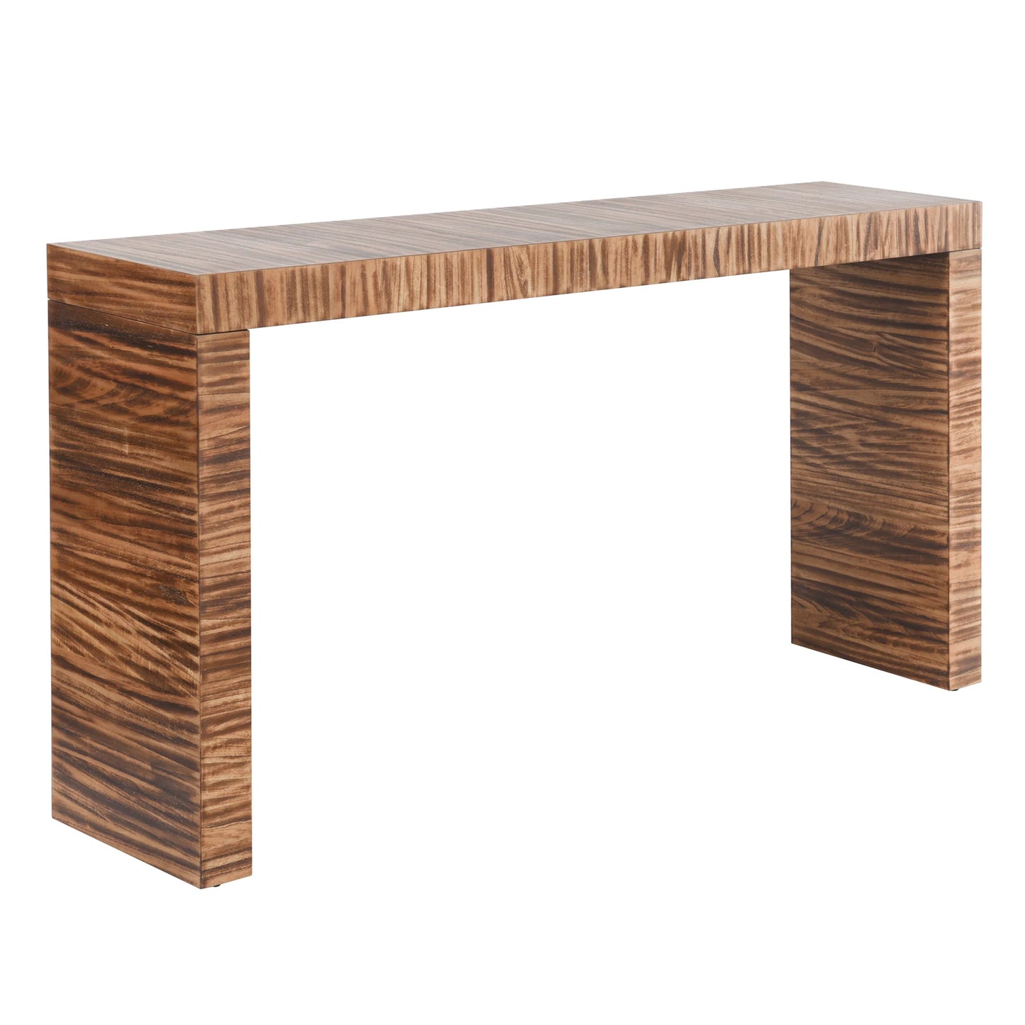 Norman Wyatt Home Stryde Zebra Wooden Console Walnut Finish Stylish and Unique Accent Piece
