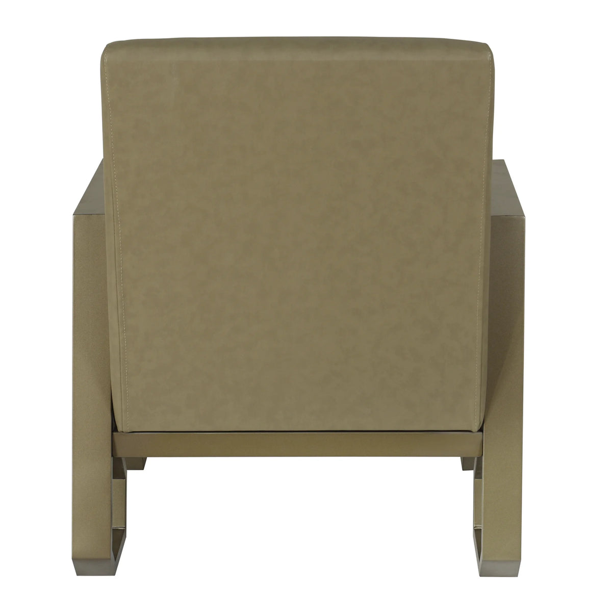 Tan & Satin Gold Metal Frame Armchair
