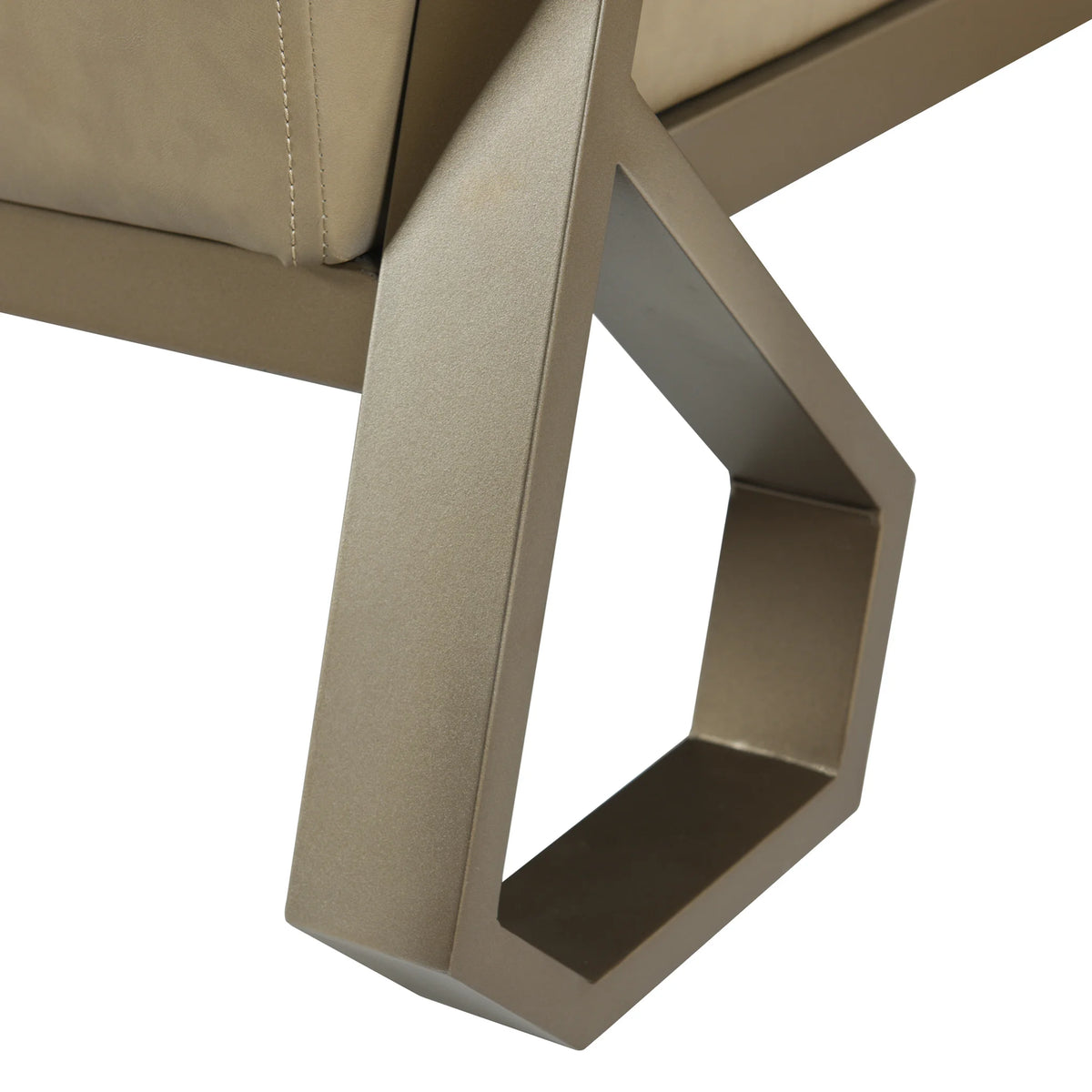 Tan & Satin Gold Metal Frame Armchair