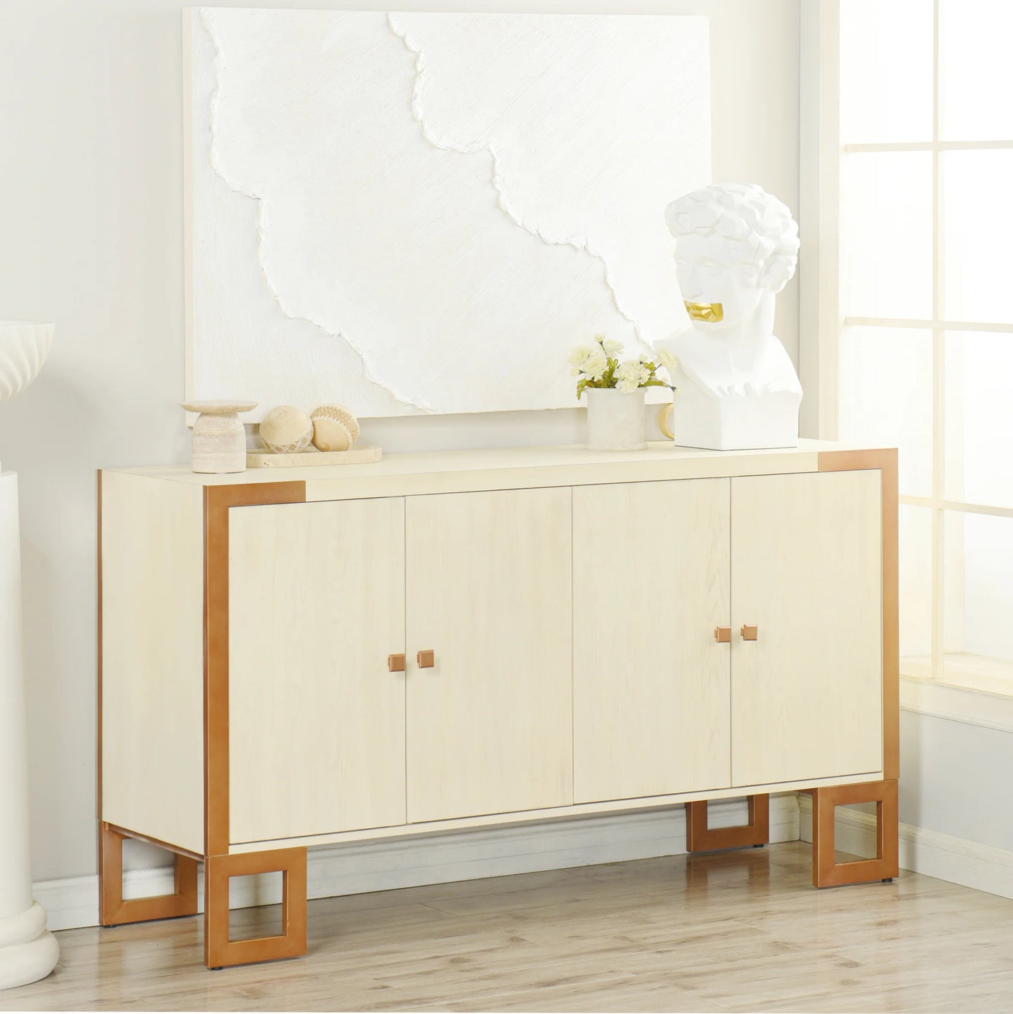 Halton 4 Doors Wooden and Metal Sideboard