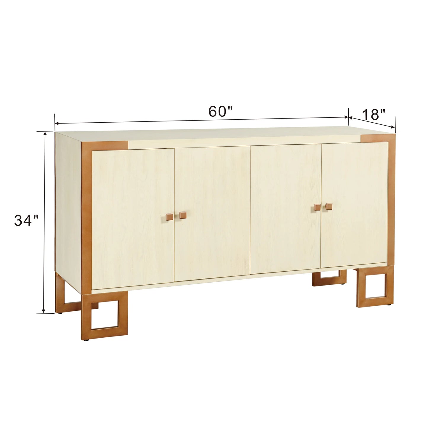 Halton 4 Doors Wooden and Metal Sideboard