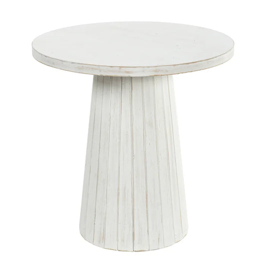 DRIFT End Table by Norman Wyatt Home β White-Washed Wood with Carved Ridge Detailing