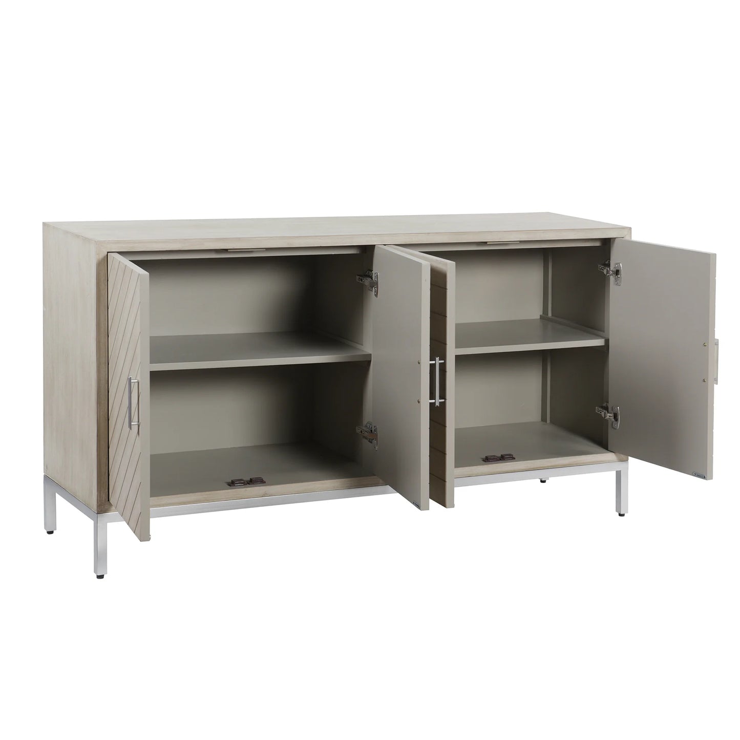 Norman Wyatt Home Lakewood Gray Washed 4 Door Wooden Cabinet Stylish and Versatile Storage Solution