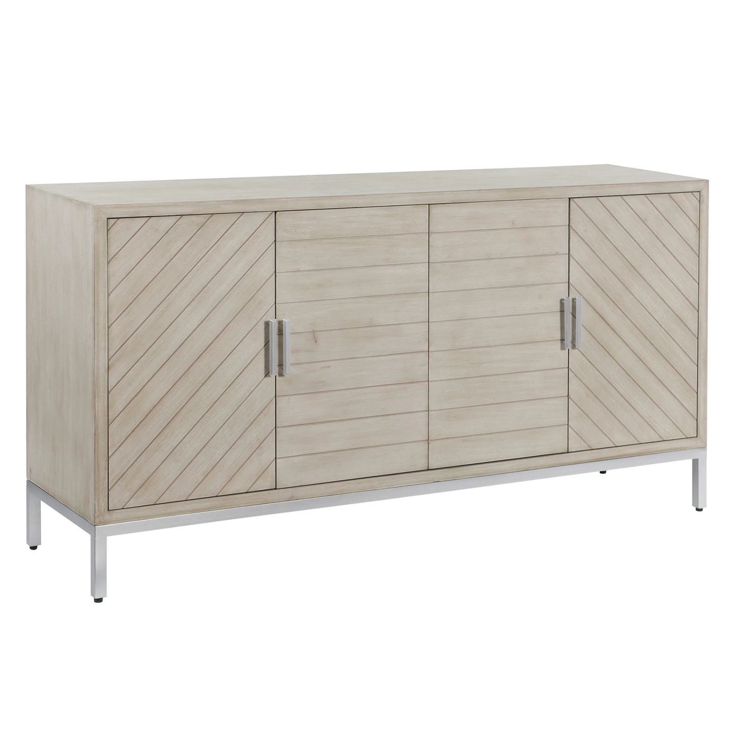 Norman Wyatt Home Lakewood Gray Washed 4 Door Wooden Cabinet Stylish and Versatile Storage Solution