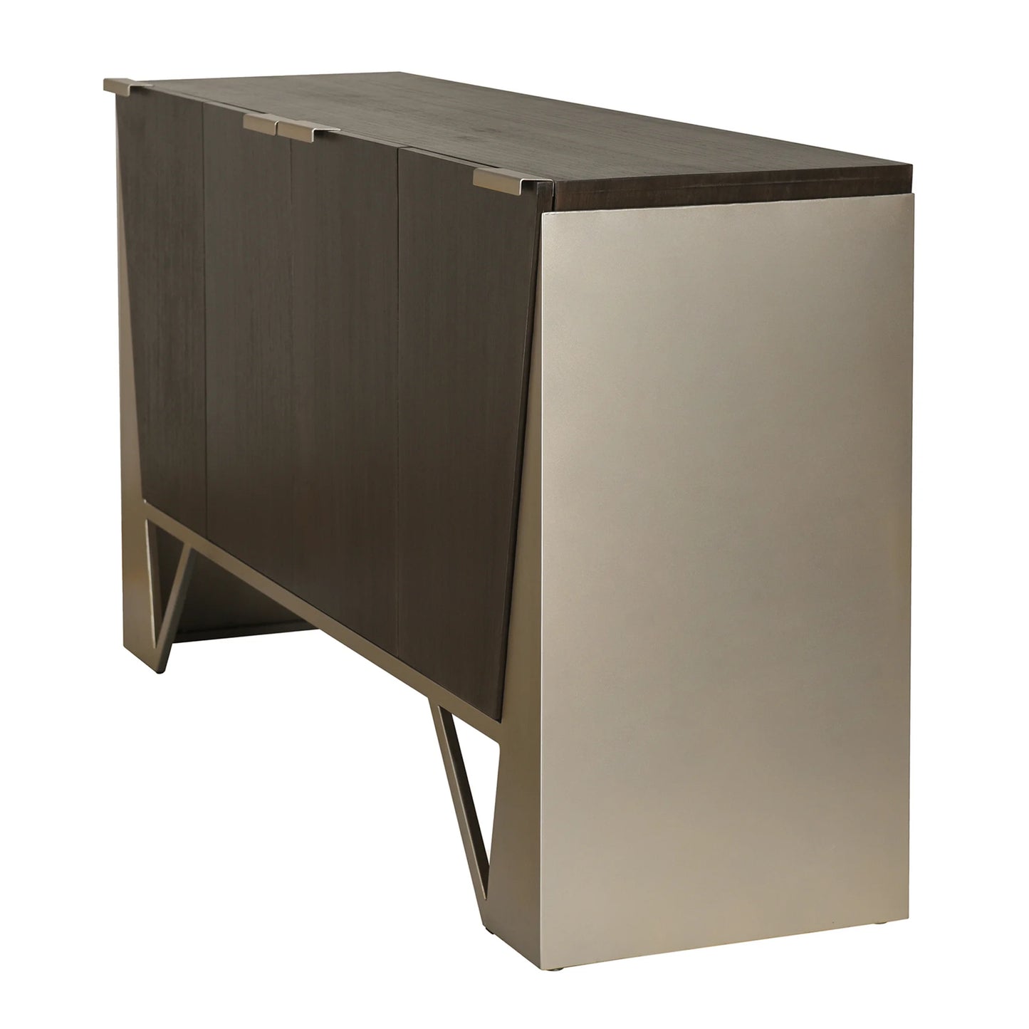 Norman Wyatt Home Axall Four Door Credenza Gray Brown Finish on Walnut Elegant and Functional Storage Solution