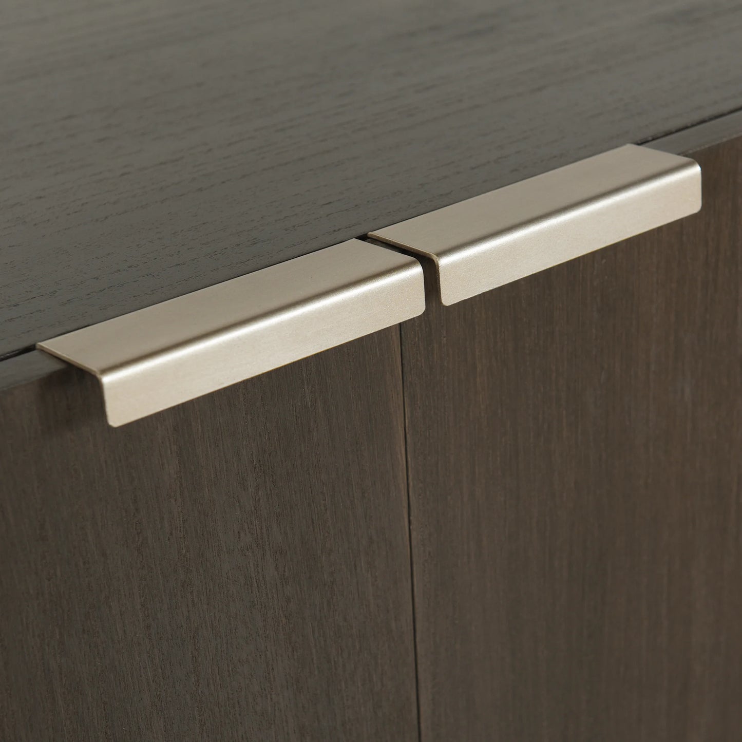 Norman Wyatt Home Axall Four Door Credenza Gray Brown Finish on Walnut Elegant and Functional Storage Solution