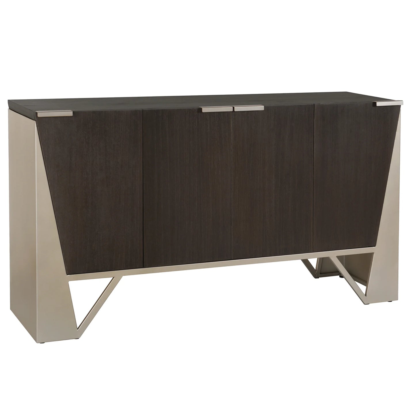 Norman Wyatt Home Axall Four Door Credenza Gray Brown Finish on Walnut Elegant and Functional Storage Solution