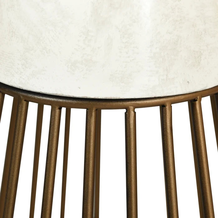 Norman Wyatt Home Cement White Pedestal Table – Modern Round Accent Table