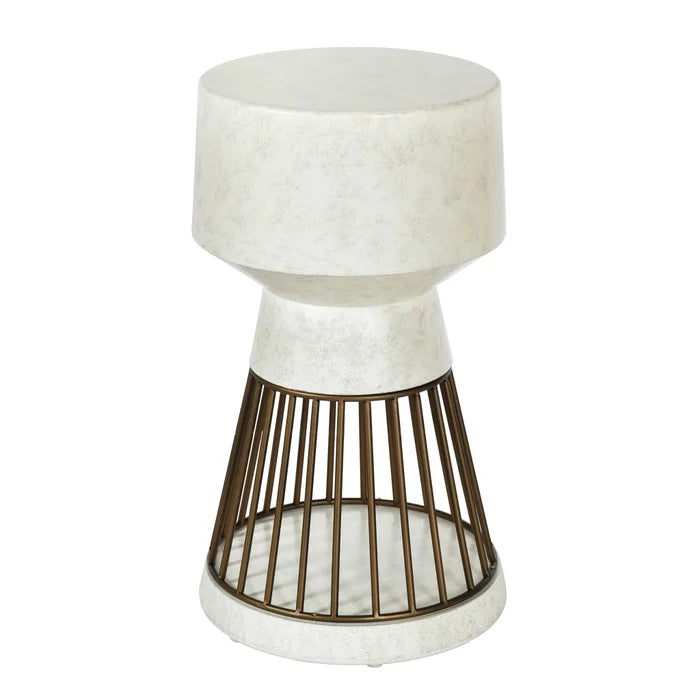 Norman Wyatt Home Cement White Pedestal Table – Modern Round Accent Table