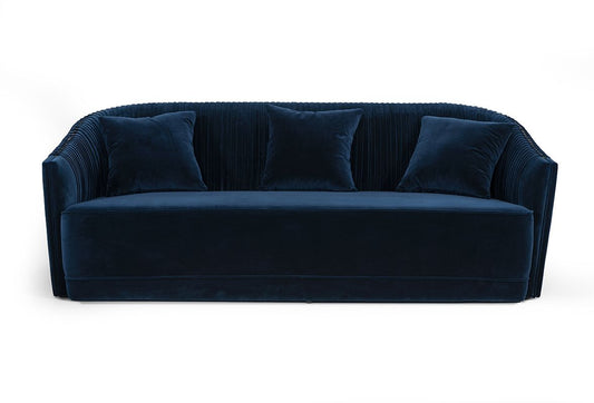 Divani Casa Palomar Modern Blue Velvet & Brass Sofa - Luxurious and Elegant Seating for Your Living Room