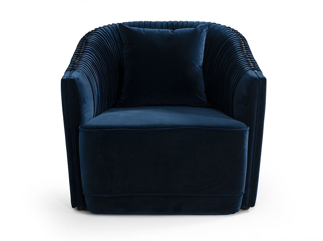 Divani Casa Palomar Modern Blue Velvet & Brass Accent Chair - Luxurious and Stylish Seating for Your Living Space