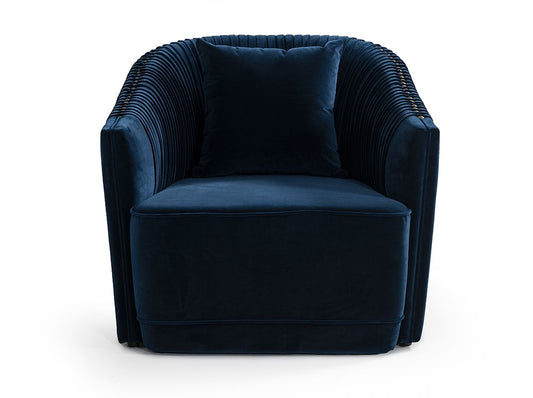 Divani Casa Palomar Modern Blue Velvet & Brass Accent Chair - Luxurious and Stylish Seating for Your Living Space