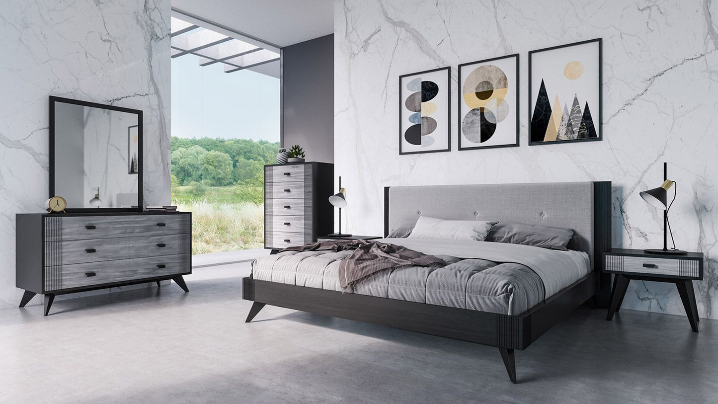 Panther Grey and Black Six Drawer Dresser