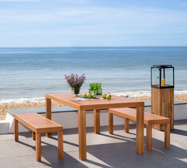 Dario 3-Piece Outdoor Dining Set with Two Benches - Stylish & Functional Patio Furniture for Outdoor Meals