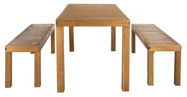 Dario 3-Piece Outdoor Dining Set with Two Benches - Stylish & Functional Patio Furniture for Outdoor Meals